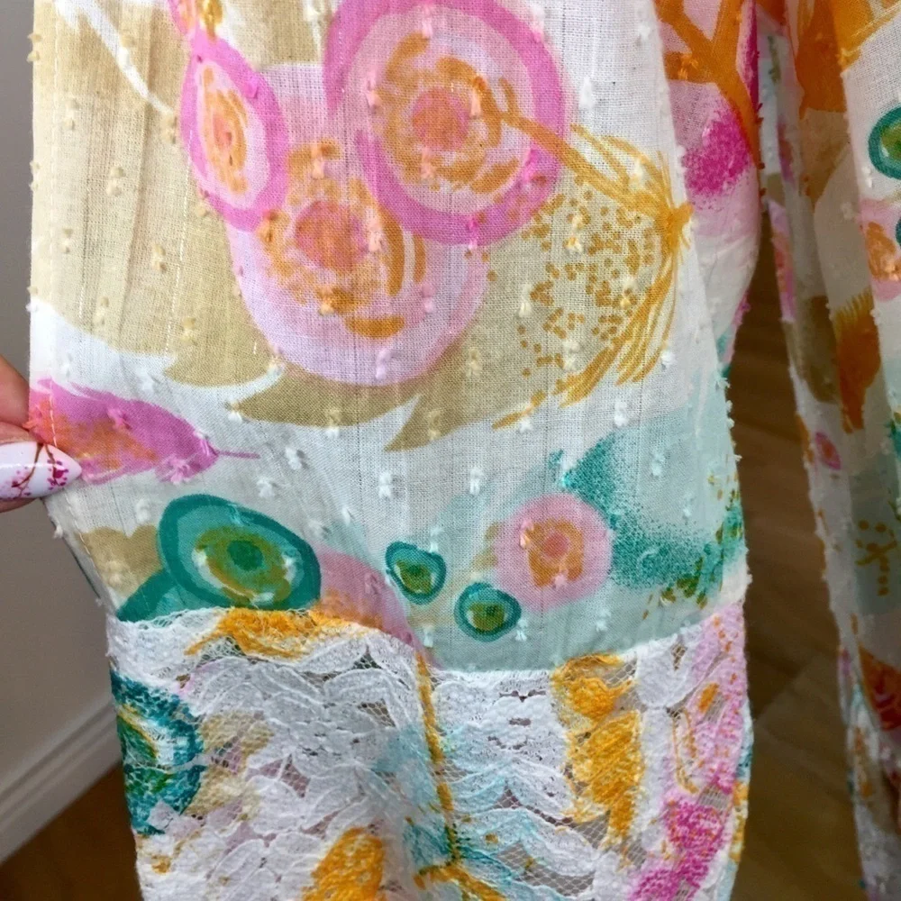 Vintage Y2K Bohemian Drop Waist Cotton Midi Dress - Picture 6 of 16